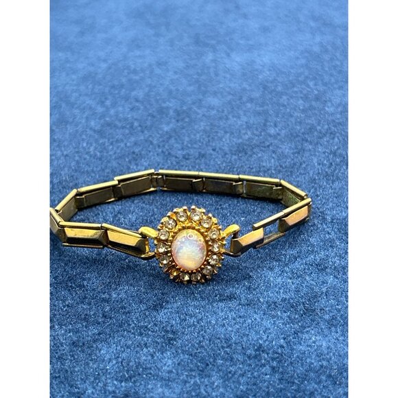 Vintage Gold Opal & Diamond Bracelet - Picture 1 of 8